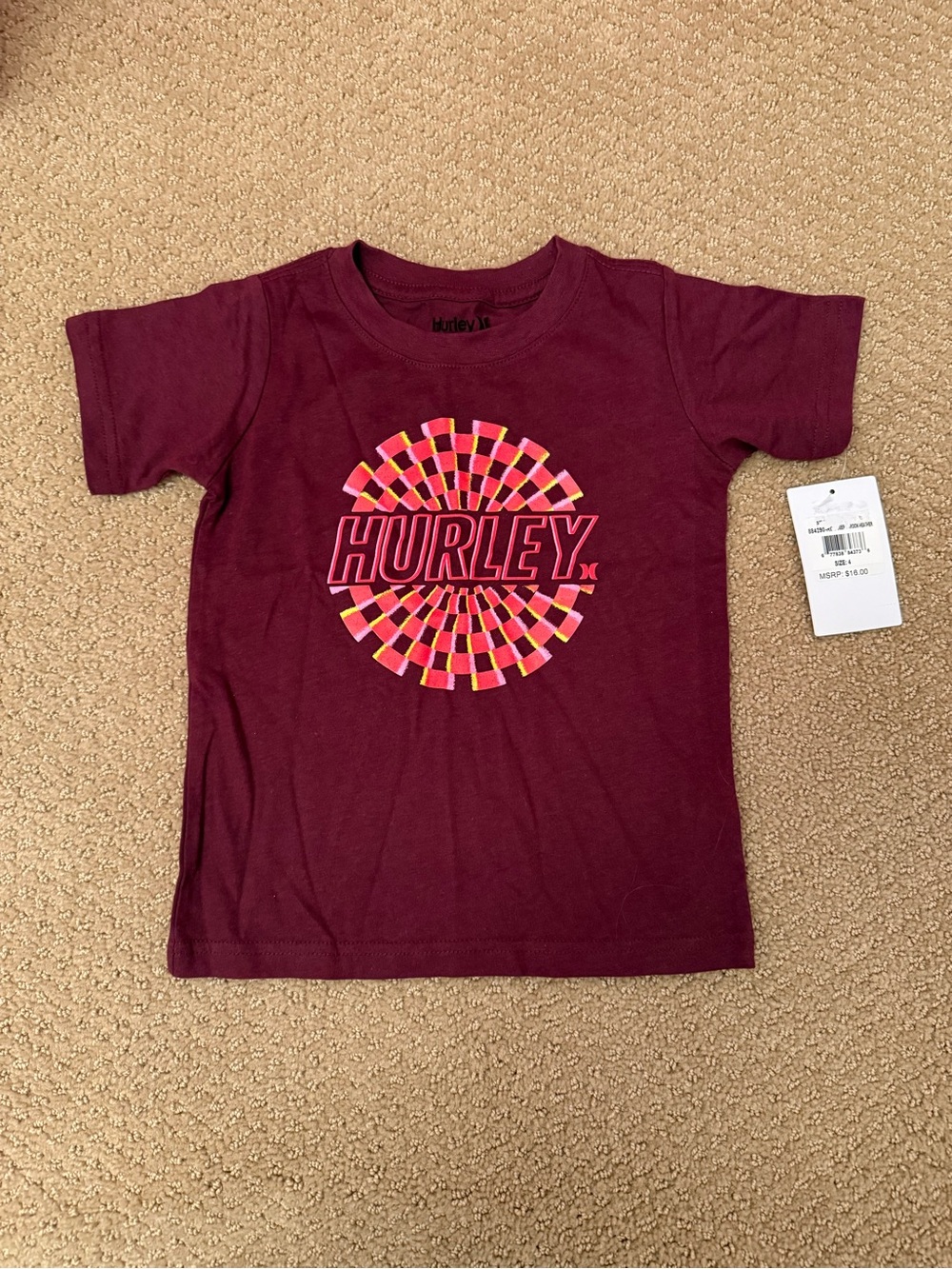NWT. Hurley boys short sleeve t-shirt. Size 4.